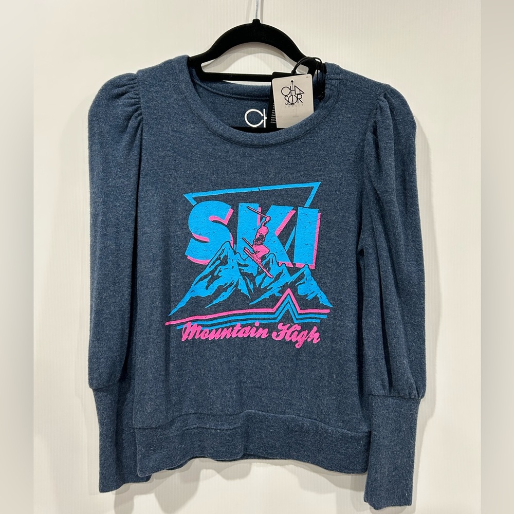 XS New CHASER Ski Puff Sleeve Sweater Top